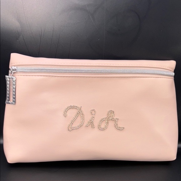 Dior Pink Cosmetic Bag with Tone-on-Tone Embroidery - Picture 1 of 3